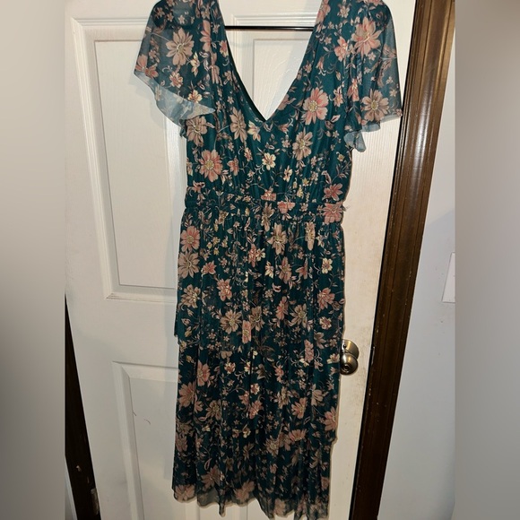 Maurices Teal Floral Midi Dress - Picture 2 of 3